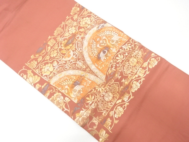 JAPANESE NAGOYA OBI / WOVEN FLOWER & BIRD